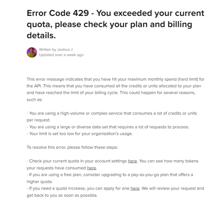 [ChatGPT] openai.error.RateLimitError: You exceeded your current quota ...